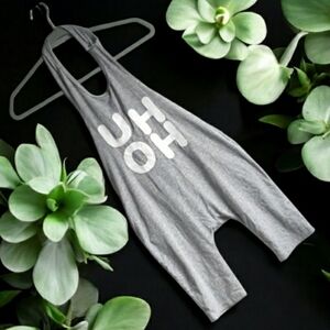 Gray 'UH OH' Graphic Halter Romper - Size 5-6 Y